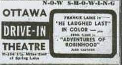 M-104 Drive-In Theatre - Ottawa Drive-In Ad July 2 1957 (newer photo)